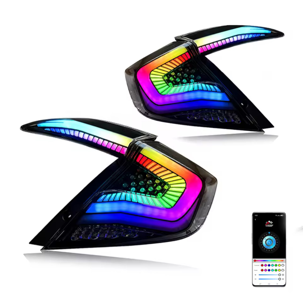 Honda Civic X Snake style RGB Taillights.